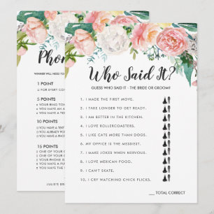 Blushing Summer Floral Doppelseitiges Brautparty Einladung