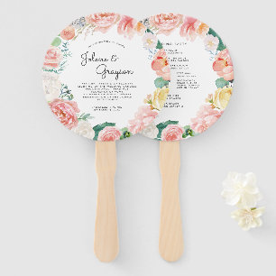 Blushing Summer Floral   Hochzeitsprogramm Hand Fa Fächer