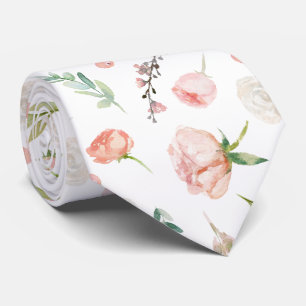 Blushing Summer Floral Watercolor Blume Neck Tie Krawatte