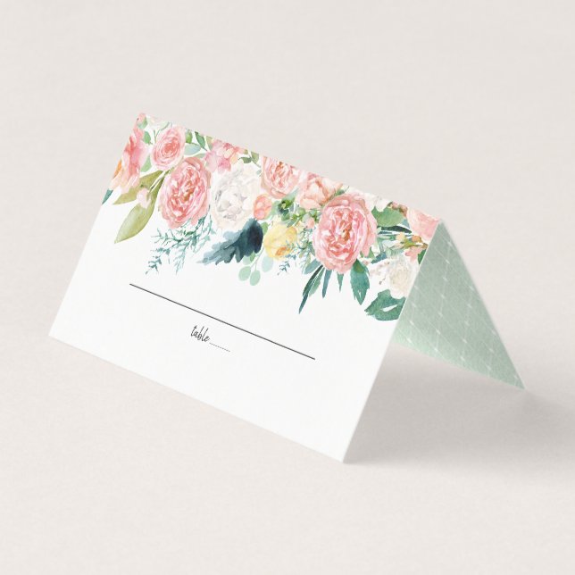 Blushing Summer Floral Wedding Platzkarte Visitenkarten (Vorderseite)
