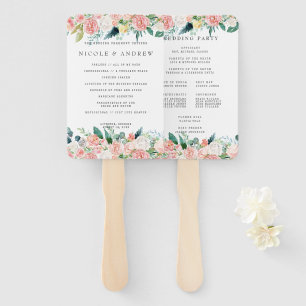 Blushing Summer Floral Wedding Programm Hand Fächer