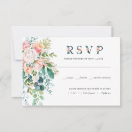 Blushing Summer Floral Wedding RSVP w/food Karte