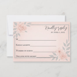 Blushing Vows Traditional Wedding RSVP Card Karte