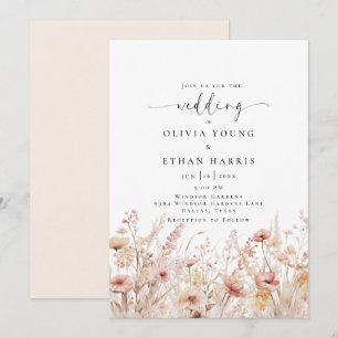 Blushing Wildblumen Hochzeit Einladung