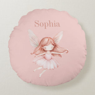 Blushrosa süße Feenflügel Kleid Rundes Kissen