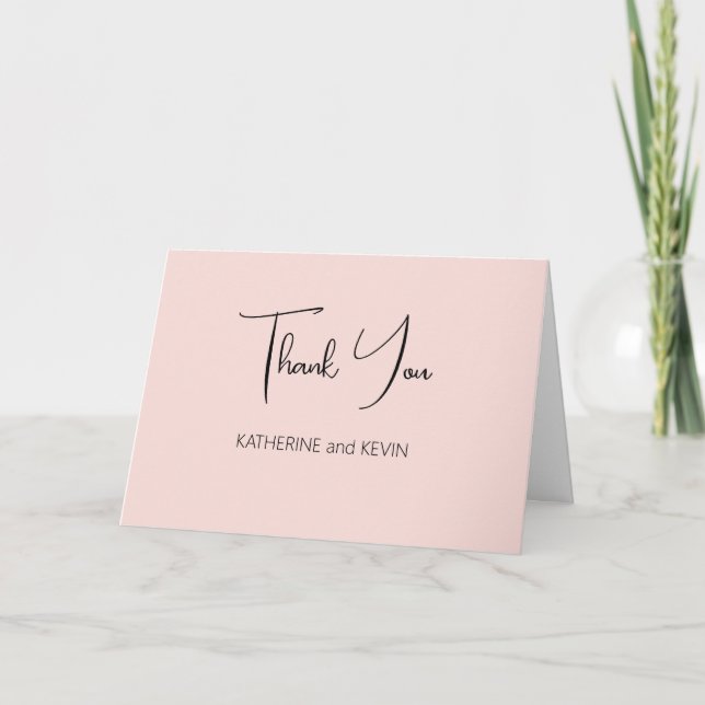 Blusk Pink Simple Wedding Dankeschön Karte (Vorderseite)