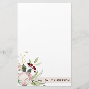 BLUSPINK BURGUNDY PROTEA FLORAL WATERCOLOR BRIEFPAPIER