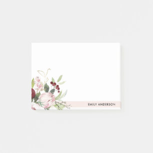 BLUSPINK BURGUNDY PROTEA FLORAL WATERCOLOR POST-IT KLEBEZETTEL