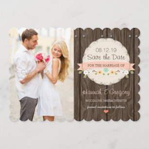 BLUSPINK Floral Rustic Boho Card Save The Date