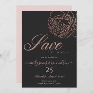 BLUSPINK ROSE GOLD BLACK FLORAL SAVE THE DATE EINLADUNG
