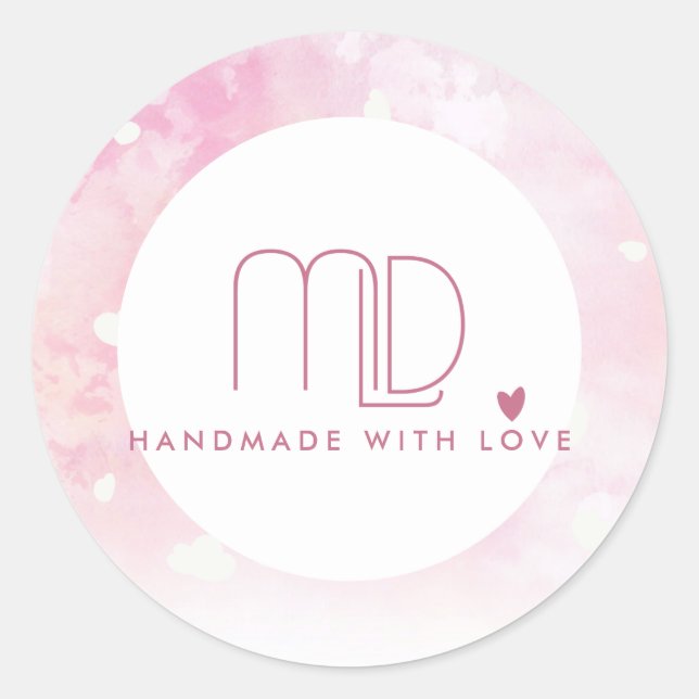 BLUSPINK WATERCOLOR STAR CIRCLE HOLLOW LOGO RUNDER AUFKLEBER (Vorderseite)