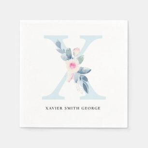 BLUSSBLAU, WEISSER BLUTBLAU, ALPHABETS LETTER X SERVIETTE