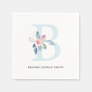 BLUSSBLAU, WEISSER BLUTTERALPHABETS LETTER B SERVIETTE