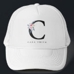 BLUSSBLAUE BLUE FLORAL ALPHABETS NAME LETTER C TRUCKERKAPPE<br><div class="desc">Wenn Sie weitere Anpassungen benötigen,  schreiben Sie mir bitte unter yellowfebstudio@gmail.com.</div>