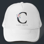 BLUSSBLAUE BLUE FLORAL ALPHABETS NAME LETTER C TRUCKERKAPPE<br><div class="desc">Wenn Sie weitere Anpassungen benötigen,  schreiben Sie mir bitte unter yellowfebstudio@gmail.com.</div>
