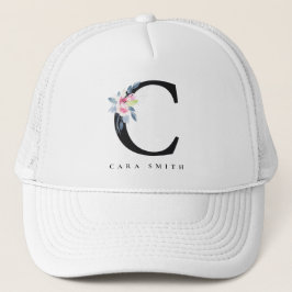 BLUSSBLAUE BLUE FLORAL ALPHABETS NAME LETTER C TRUCKERKAPPE
