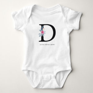 BLUSSBLAUE BLUE FLORAL ALPHABETS NAME LETTER D BABY STRAMPLER