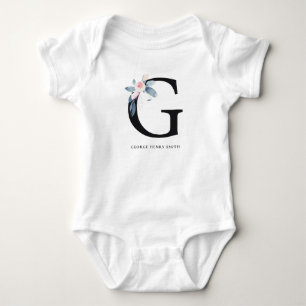 BLUSSBLAUE BLUE FLORAL ALPHABETS NAME LETTER G BABY STRAMPLER