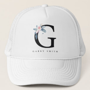 BLUSSBLAUE BLUE FLORAL ALPHABETS NAME LETTER G TRUCKERKAPPE