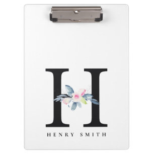 BLUSSBLAUE BLUE FLORAL ALPHABETS NAME LETTER H KLEMMBRETT