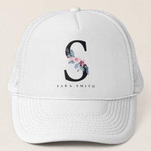 BLUSSBLAUE BLUE FLORAL ALPHABETS NAME LETTER S TRUCKERKAPPE