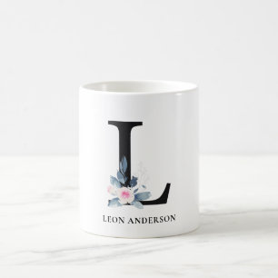 BLUSSBLUE BLUE FLORAL ALPHABETS NAME LETTER L KAFFEETASSE