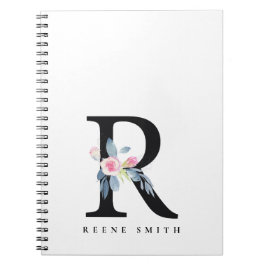 BLUSSBLUE BLUE FLORAL ALPHABETS NAME LETTER R NOTIZBLOCK