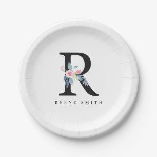 BLUSSBLUE BLUE FLORAL ALPHABETS NAME LETTER R PAPPTELLER