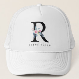 BLUSSBLUE BLUE FLORAL ALPHABETS NAME LETTER R TRUCKERKAPPE
