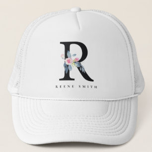 BLUSSBLUE BLUE FLORAL ALPHABETS NAME LETTER R TRUCKERKAPPE