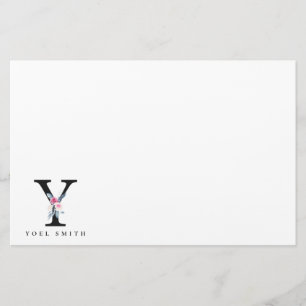 BLUSTER BLUE FLORAL ALPHABETS NAME LETTER Y BRIEFPAPIER
