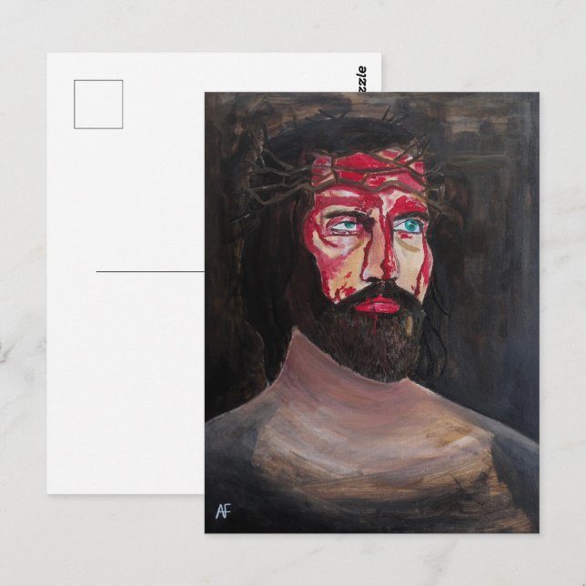 Blut-Christi-Gemälde von Alfred Fox Postkarte (Vorne/Hinten)