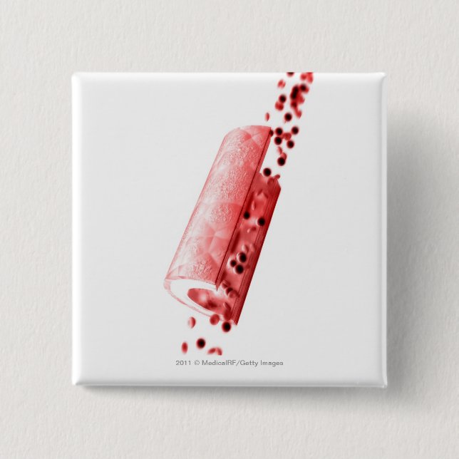 Blut, das eine Arterie durchfließt Button (Vorderseite)