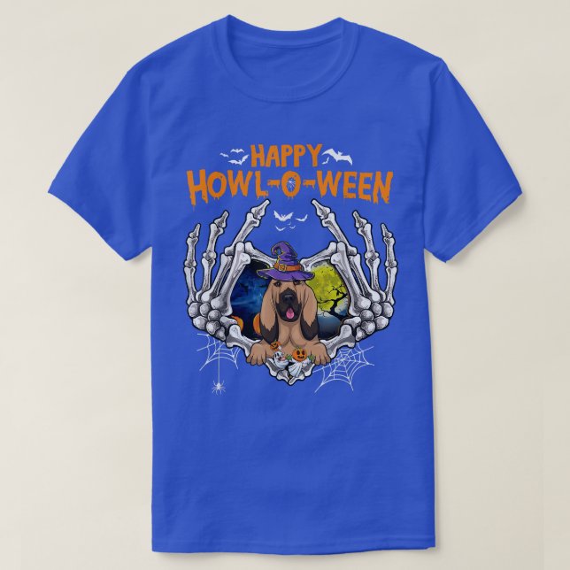 Blut-Hund Skeleton Herz-Happy HowlOWeen-Kostüm T-Shirt (Design vorne)