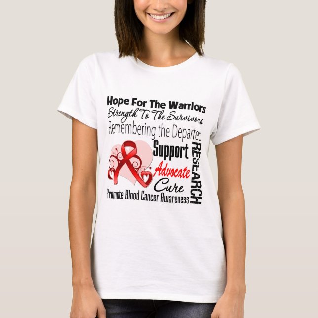 Blut-Krebs-Hoffnungs-Tribut-Collage T-Shirt (Vorderseite)