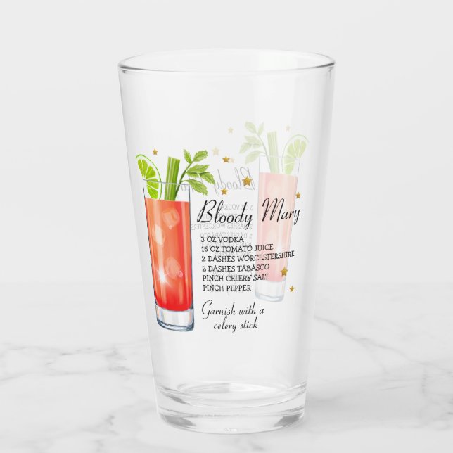 Blut-Mary-Rezept-Glas (Personalisieren) Glas (Rückseite)