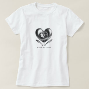 Blut mit Liebe Herz und Blume T-Shirt
