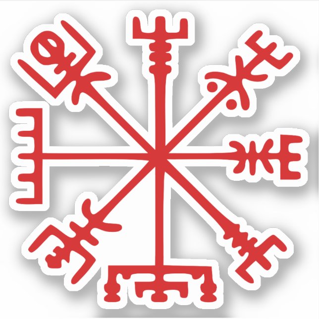 Blut Red Vegvísir (Viking Compass) Aufkleber (Vorderseite)
