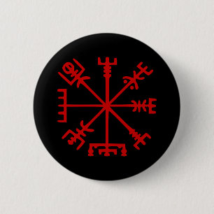 Blut Red Vegvísir (Viking Compass) Button
