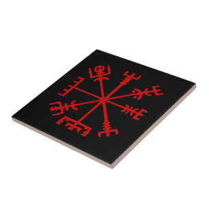 Blut Red Vegvísir (Viking Compass) Fliese