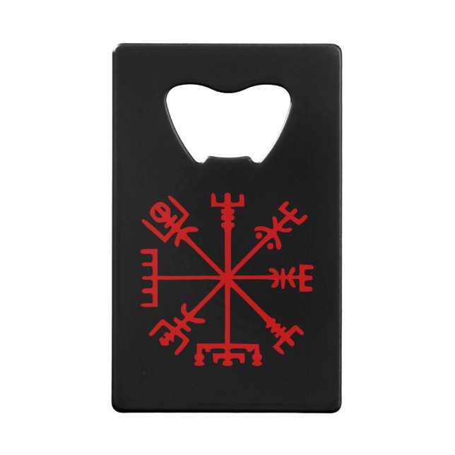 Blut Red Vegvísir (Viking Compass) Geldbeutel Flaschenöffner (Vorderseite)