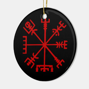 Blut Red Vegvísir (Viking Compass) Keramik Ornament