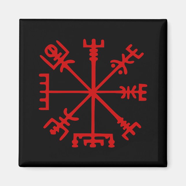 Blut Red Vegvísir (Viking Compass) Magnet (Vorne)