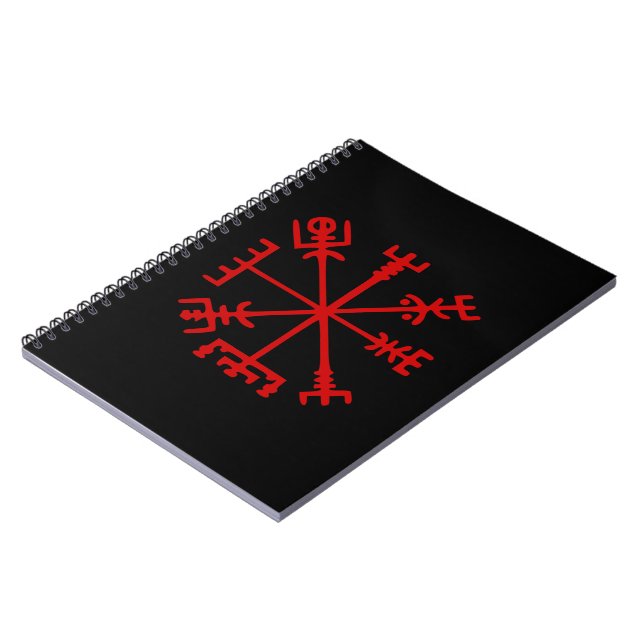 Blut Red Vegvísir (Viking Compass) Notizblock (Linke Seite)