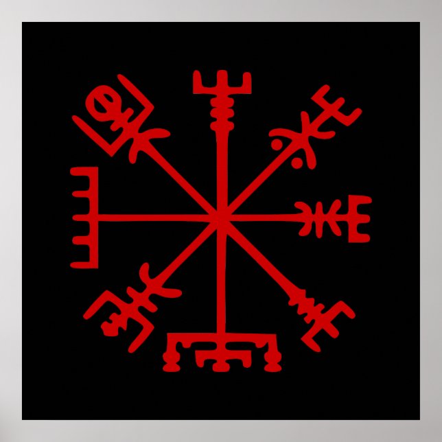 Blut Red Vegvísir (Viking Compass) Poster (Vorne)