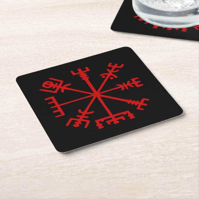 Blut Red Vegvísir (Viking Compass) Rechteckiger Pappuntersetzer (angewinkelt)