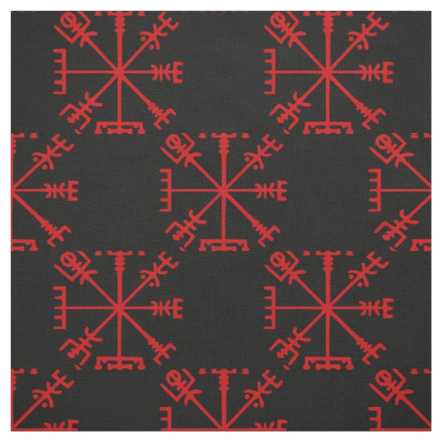 Blut Red Vegvísir (Viking Compass) Stoff (Muster)