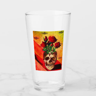 Blut-Rosen im Schädel-Vase Glas
