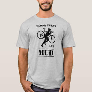 Blut-Schweiß und Mud-Zykloskreuz T-Shirt