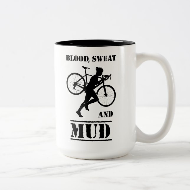 Blut-Schweiß und Mud-Zykloskreuz Zweifarbige Tasse (Rechts)